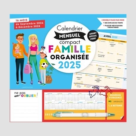 Calendrier mensuel famille organise 2025