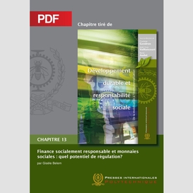 Finance socialement responsable et monnaies sociales (chapitre pdf)