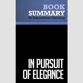 Summary: in pursuit of elegance - matthew e. way