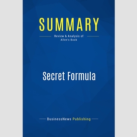 Summary: secret formula