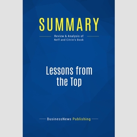 Summary: lessons from the top