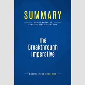 Summary: the breakthrough imperative
