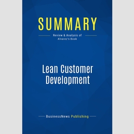 Summary: lean customer development