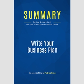 Summary: write your business plan