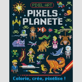 Pixels planete colorie cree pixelise